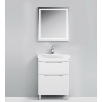 Сет 65 см: база белая напольная с раковиной и зеркало GEM LED AM.PM LIKE